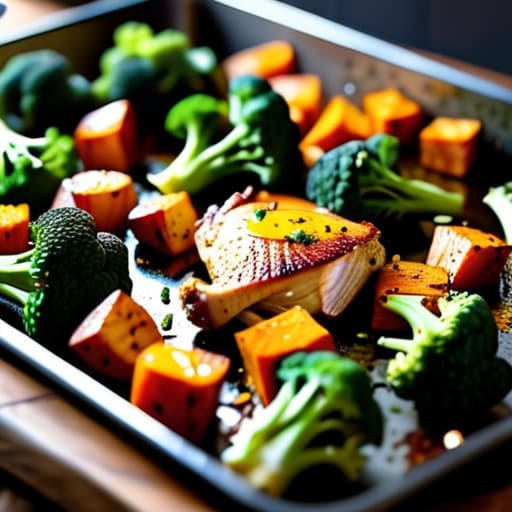 The Sheet Pan Savior chicken and vegetables.