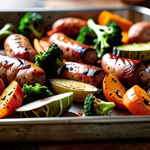 Sheet Pan Roasted Sausage and Veggies.