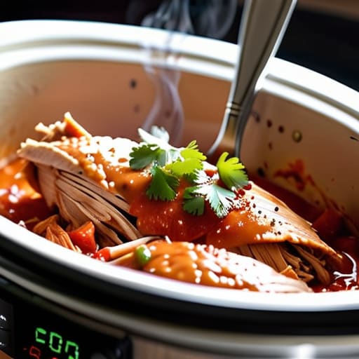 Slow cooker Zero-Effort Salsa Chicken.